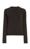 Cordova Round Neck Ribbed Stretch-knit Top In Black