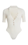 Jacquemus Yauco Buttoned Rib-knitted Bodysuit In Neutral
