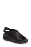 Camper Balloon Slingback Wedge Sandal In Black Leather