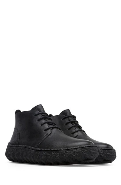 Camper Men Ground Leather Desert Boot In Black