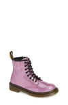 Dr. Martens' Kids Pink 1460 Crinkle Big Kids Boots In Dark Pink