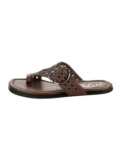 Pre-owned 3.1 Phillip Lim 2025 Lim Macramé Z-strap Slides In Brown