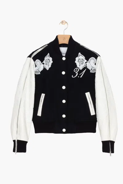 3.1 Phillip Lim 3.1 X Bg Exclusive Embroidered Varsity Jacket In Black
