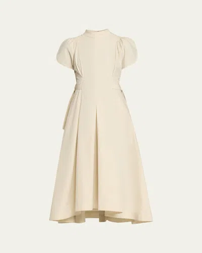 3.1 Phillip Lim Puff Short Sleeve Side Tie Cotton Dress In Gray