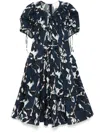 3.1 Phillip Lim Abstract Vines Gathered Sleeve Dress In Blue