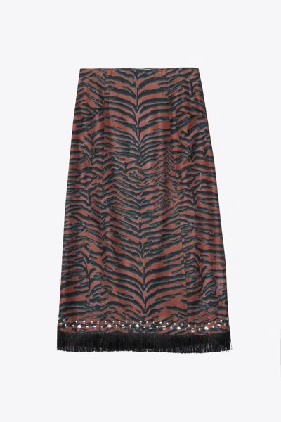 3.1 Phillip Lim Abstract Tiger Embellished Midi Skirt In Sierra Multi