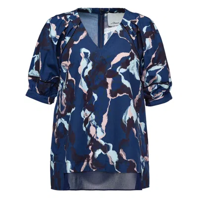 3.1 Phillip Lim Abstract Vines Lantern Sleeve Top In Multi