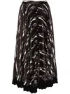 3.1 Phillip Lim Abstract Wood Grain Pleated Skirt In Es241 Espresso Multi
