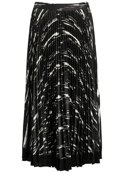 3.1 Phillip Lim Abstract Wood Printed Pleated Satin Midi Skirt In Brown