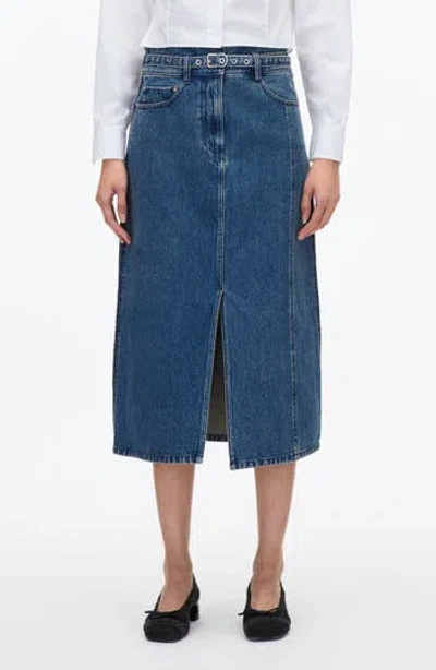 3.1 Phillip Lim A-line Denim Midi Skirt In Blue