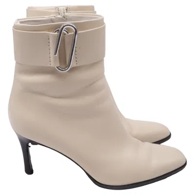Pre-owned 3.1 Phillip Lim Alix Heeled Ankle Boots In Cream Leather In White