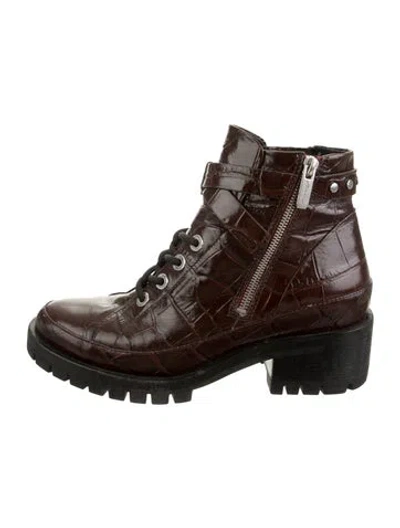 Pre-owned 3.1 Phillip Lim Alligator Animal Print Combat Boots In Brown