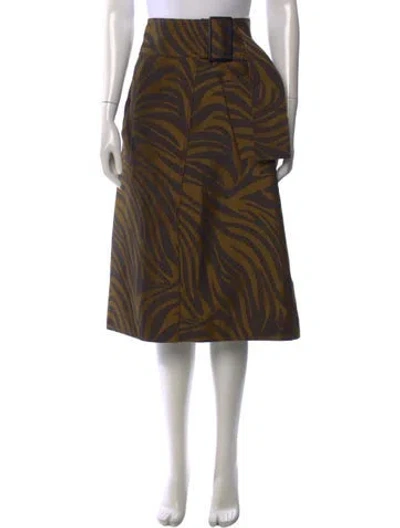 Pre-owned 3.1 Phillip Lim Animal Print Midi Length Skirt In Green
