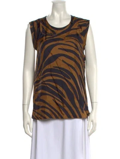 Pre-owned 3.1 Phillip Lim Animal Print Scoop Neck Top In Brown