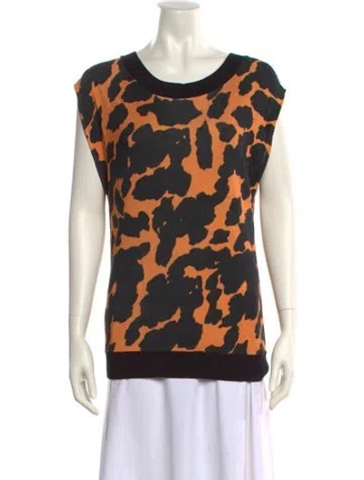 Pre-owned 3.1 Phillip Lim Animal Print Scoop Neck T-shirt In Orange