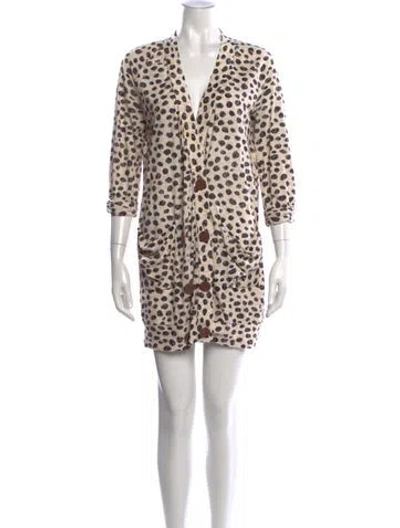 Pre-owned 3.1 Phillip Lim Animal Print V-neck Button-up Top In Neutral