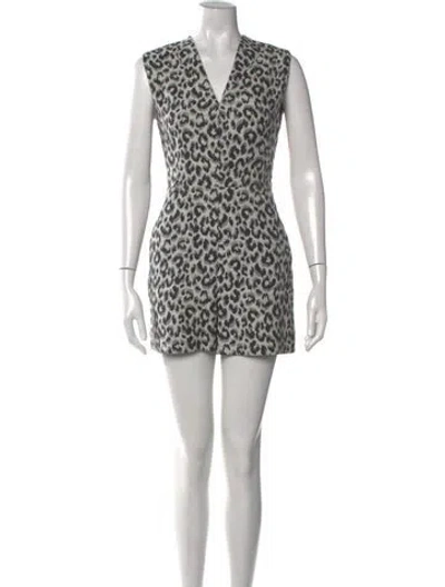 Pre-owned 3.1 Phillip Lim Animal Print V-neck Romper In Gray