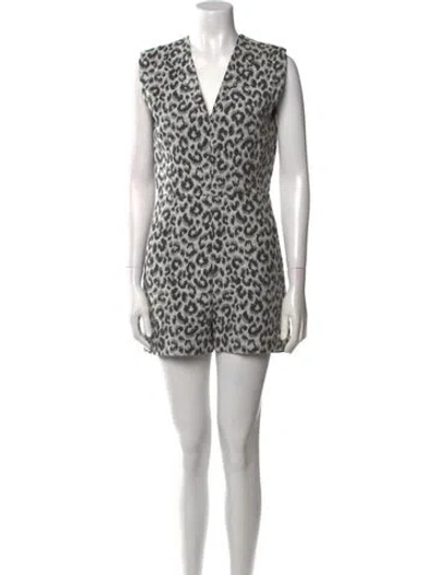 Pre-owned 3.1 Phillip Lim Animal Print V-neck Romper In Gray