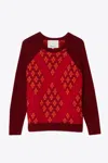3.1 Phillip Lim Argyle Jacquard Long Sleeve Relaxed Pullover In Burgundy