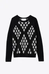 3.1 Phillip Lim Argyle Jacquard Long Sleeve Relaxed Pullover In Black