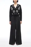 3.1 Phillip Lim Argyle Jacquard V-neck Cardigan In Black