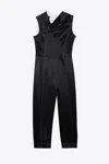 3.1 Phillip Lim Asymmetric Drape Sleeveless Satin Jumpsuit In Black