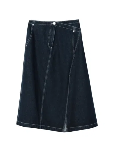 3.1 Phillip Lim Asymmetrical Contrast-stitch Skirt In Blue