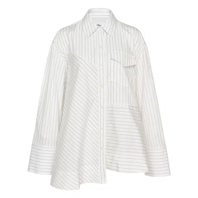 3.1 Phillip Lim Asymmetrical Stripe Trapeze Shirt In White