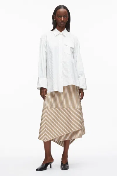 3.1 Phillip Lim Asymmetrical Stripe Trapeze Shirt In Neutral