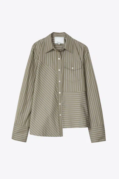 3.1 Phillip Lim Asymmetrical Stripe Trapeze Shirt In Multi