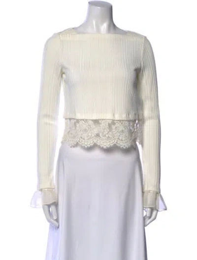 Pre-owned 3.1 Phillip Lim Bateau Neckline Long Sleeve Crop Top In Neutral