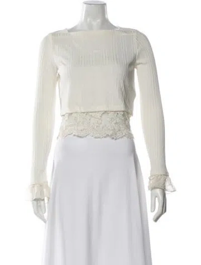 Pre-owned 3.1 Phillip Lim Bateau Neckline Long Sleeve Crop Top In Neutral