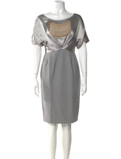 Pre-owned 3.1 Phillip Lim Bateau Neckline Mini Dress In Silver