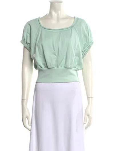 Pre-owned 3.1 Phillip Lim Bateau Neckline Short Sleeve Crop Top In Green