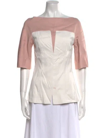 Pre-owned 3.1 Phillip Lim Bateau Neckline Three-quarter Sleeve Blouse In Pink