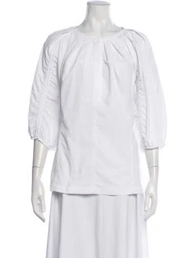 Pre-owned 3.1 Phillip Lim Bateau Neckline Three-quarter Sleeve Blouse In White