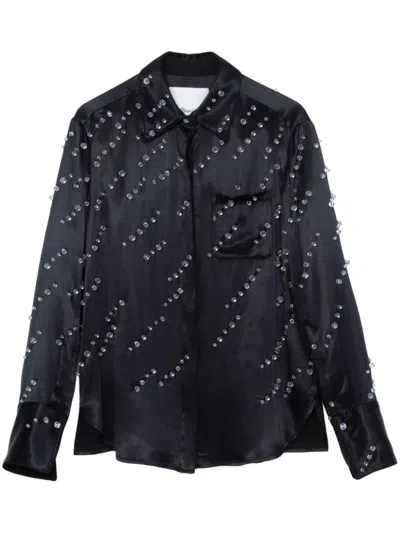 3.1 Phillip Lim Bead-embellished Satin Shirt In Black
