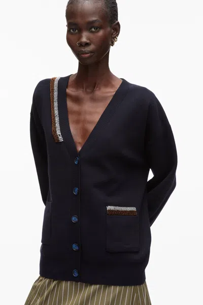 3.1 Phillip Lim Beaded Embellishment V-neck Cardigan In Black