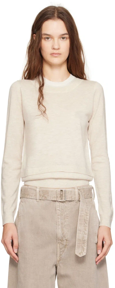 3.1 Phillip Lim Beige Double Layer Back Keyhole Sweater In Oa272 Oatmeal-ivory