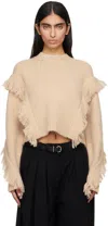 3.1 Phillip Lim Beige Fringe Crewneck Sweater In Praline