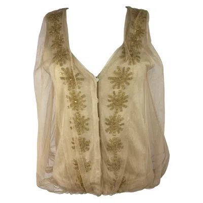 Pre-owned 3.1 Phillip Lim Beige Knit And Tulle Vest Blouse Top, Size Small In Brown