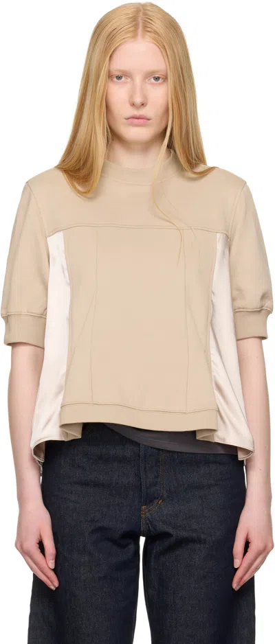 3.1 Phillip Lim Beige Puff Sleeve Flounce Satin Combo Top In Neutral