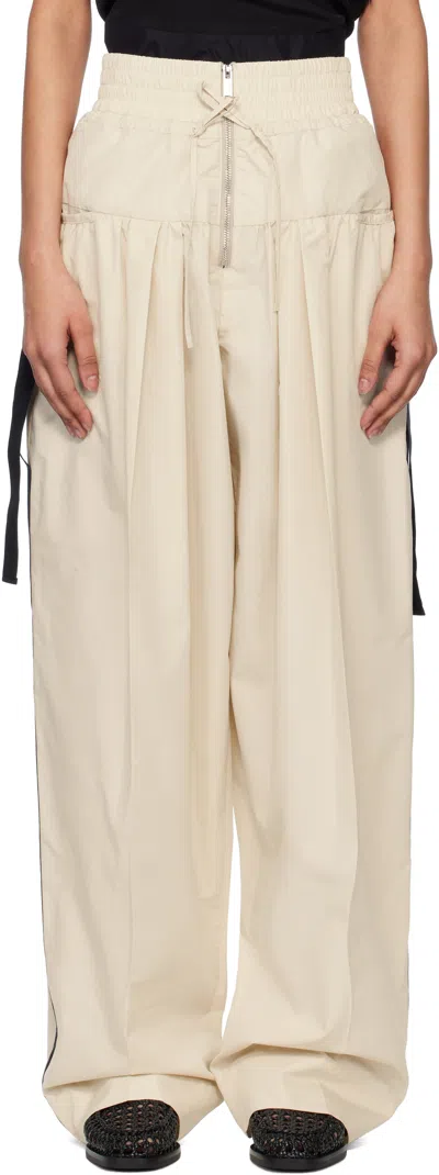 3.1 Phillip Lim Beige Wide-leg Pleated Pocket Trousers In Stone