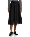3.1 Phillip Lim Belted Midi Skirt With Chiffon Hem Black In Black