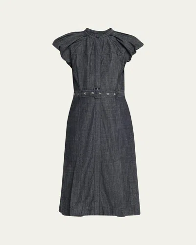 3.1 Phillip Lim Belted Denim Midi Shirtdress In Blue