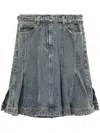 3.1 Phillip Lim Flounce Hem Belted Denim Skirt In 蓝色