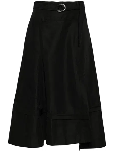 3.1 Phillip Lim Belted Flare Skirt In Ba001 Black
