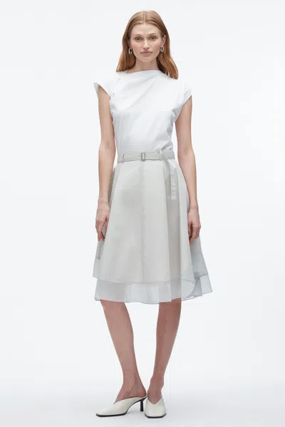 3.1 Phillip Lim Belted Flounce Skirt With Chiffon Combo In White