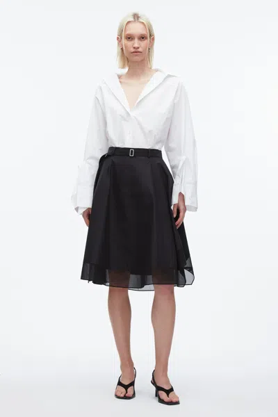 3.1 Phillip Lim Belted Flounce Skirt With Chiffon Combo In Black
