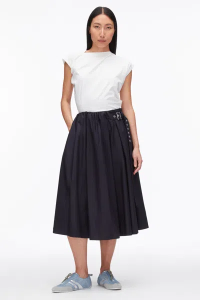 3.1 Phillip Lim Belted Gathered Midi Skirt In Blue